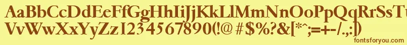 フォントGaremondDemibold – 茶色の文字が黄色の背景にあります。