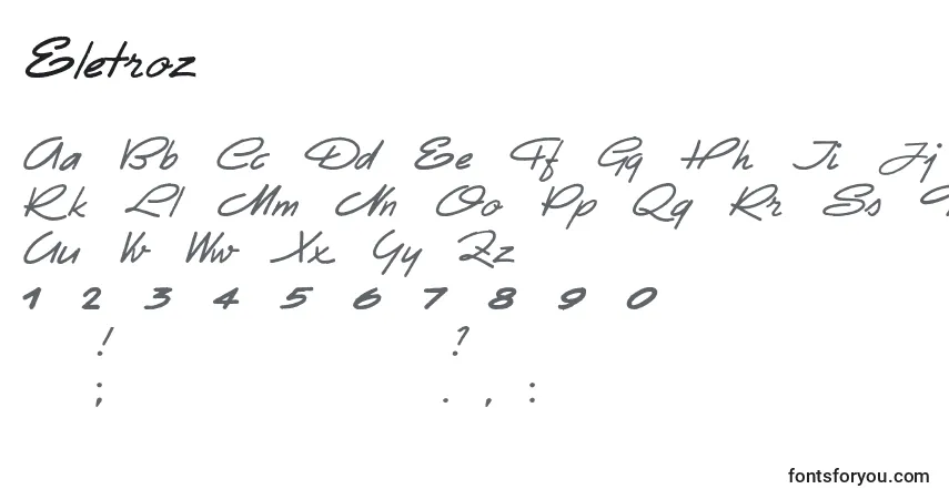 Schriftart Eletroz – Alphabet, Zahlen, spezielle Symbole