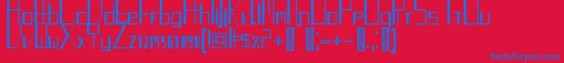 フォントTurntableauxRegular – 赤い背景に青い文字