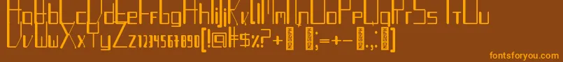 フォントTurntableauxRegular – オレンジ色の文字が茶色の背景にあります。