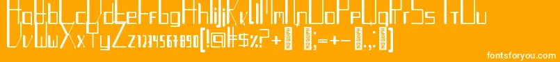 TurntableauxRegular-Schriftart – Weiße Schriften auf orangefarbenem Hintergrund