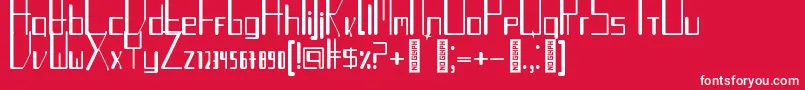 TurntableauxRegular-Schriftart – Weiße Schriften auf rotem Hintergrund