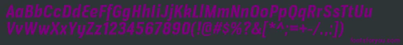 Czcionka VerioxrgBolditalic – fioletowe czcionki na czarnym tle