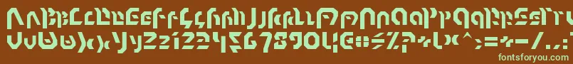 フォントOmnicronNormal – 緑色の文字が茶色の背景にあります。