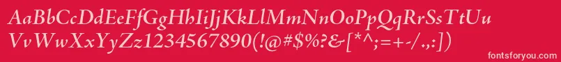 AjensonproSemibolditsubh Font – Pink Fonts on Red Background