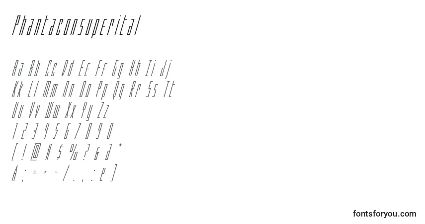 Phantaconsuperital Font – alphabet, numbers, special characters
