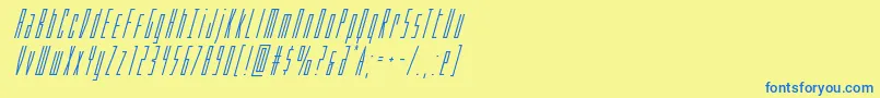 フォントPhantaconsuperital – 青い文字が黄色の背景にあります。