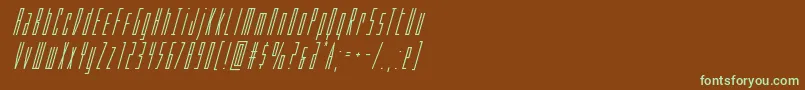 フォントPhantaconsuperital – 緑色の文字が茶色の背景にあります。