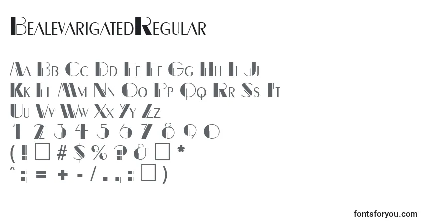 A fonte BealevarigatedRegular – alfabeto, números, caracteres especiais