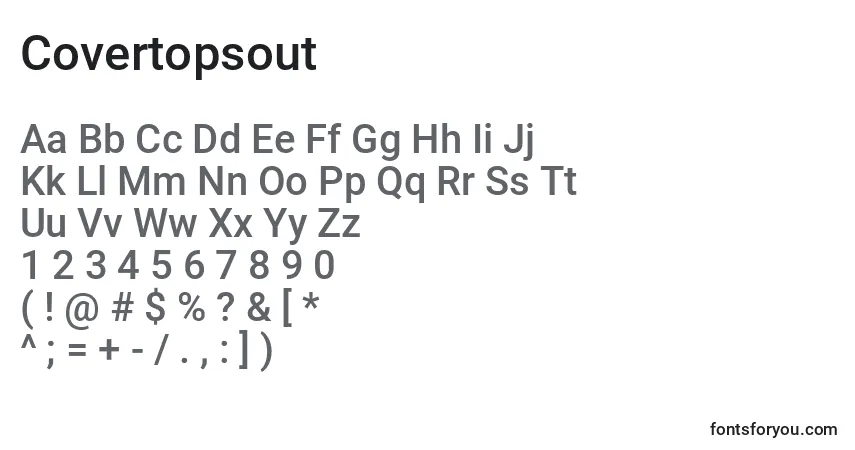 Czcionka Covertopsout – alfabet, cyfry, specjalne znaki