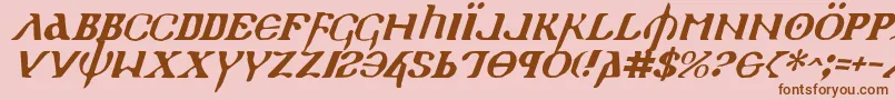 Fonte HolyEmpireItalic – fontes marrons em um fundo rosa