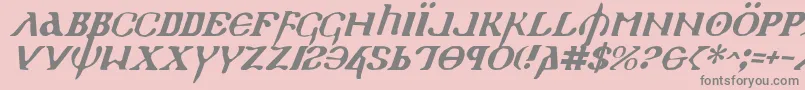 Fonte HolyEmpireItalic – fontes cinzas em um fundo rosa