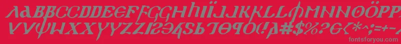 フォントHolyEmpireItalic – 赤い背景に灰色の文字