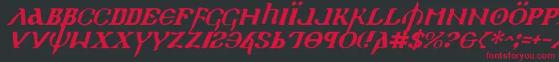 フォントHolyEmpireItalic – 黒い背景に赤い文字