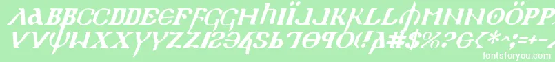 フォントHolyEmpireItalic – 緑の背景に白い文字