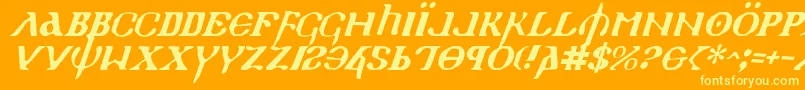 フォントHolyEmpireItalic – オレンジの背景に黄色の文字