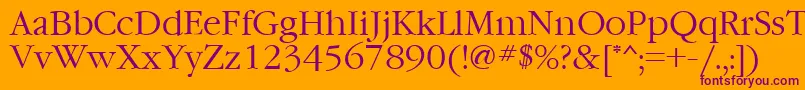 Garamondctt-Schriftart – Violette Schriften auf orangefarbenem Hintergrund