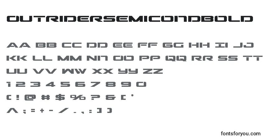 Шрифт Outridersemicondbold – алфавит, цифры, специальные символы