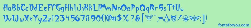Akuma Font – Blue Fonts on Green Background