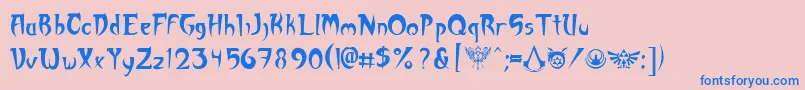 Akuma Font – Blue Fonts on Pink Background