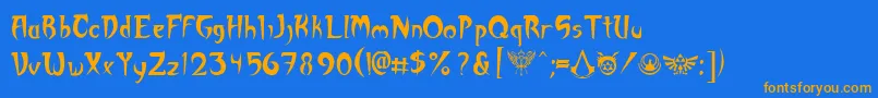 Akuma Font – Orange Fonts on Blue Background