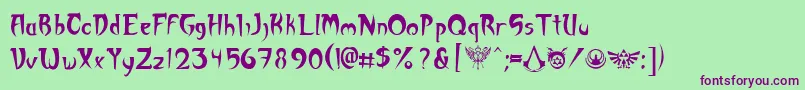 Akuma Font – Purple Fonts on Green Background