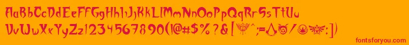 Akuma Font – Red Fonts on Orange Background