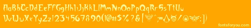 Akuma Font – Yellow Fonts on Orange Background