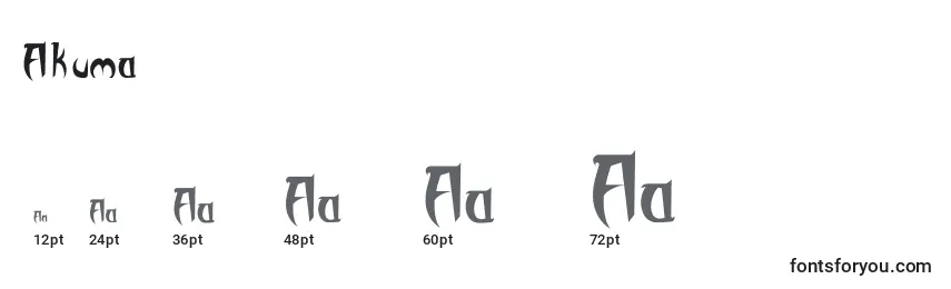 Размеры шрифта Akuma