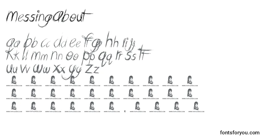 Schriftart MessingAbout – Alphabet, Zahlen, spezielle Symbole