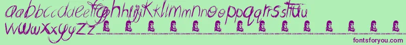 MessingAbout Font – Purple Fonts on Green Background