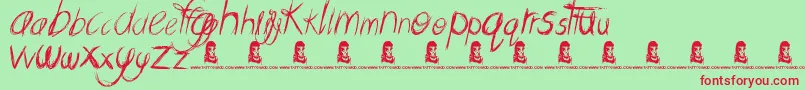 フォントMessingAbout – 赤い文字の緑の背景