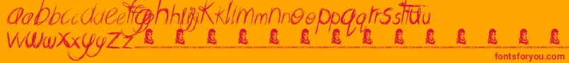MessingAbout Font – Red Fonts on Orange Background