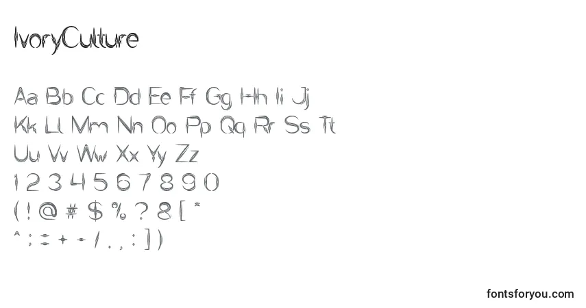 Czcionka IvoryCulture – alfabet, cyfry, specjalne znaki