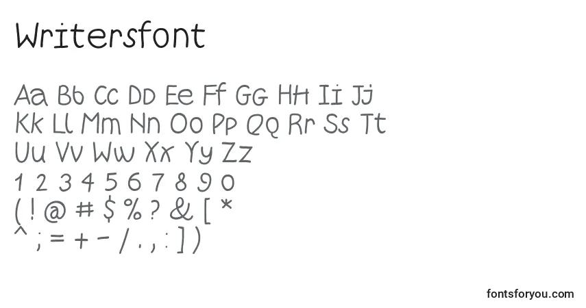 Шрифт Writersfont – алфавит, цифры, специальные символы
