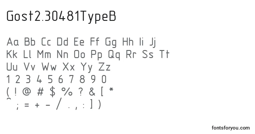Czcionka Gost2.30481TypeB – alfabet, cyfry, specjalne znaki