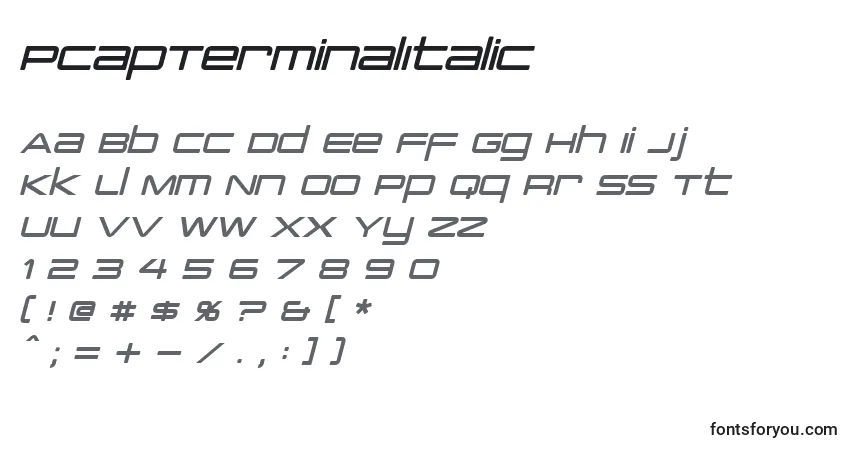 PcapTerminalItalic-fontti – aakkoset, numerot, erikoismerkit