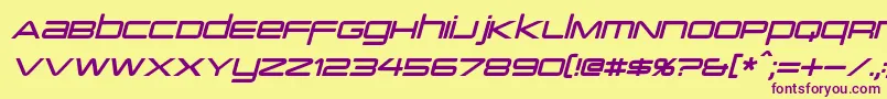 PcapTerminalItalic-Schriftart – Violette Schriften auf gelbem Hintergrund
