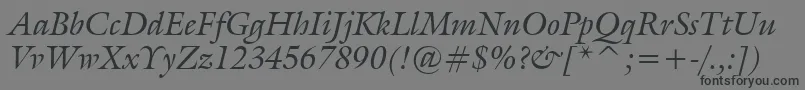 フォントGalleryItalic – 黒い文字の灰色の背景