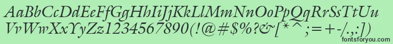 Fonte GalleryItalic – fontes pretas em um fundo verde