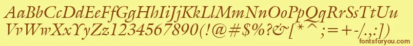 GalleryItalic Font – Brown Fonts on Yellow Background