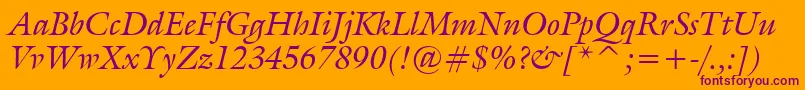 フォントGalleryItalic – オレンジの背景に紫のフォント