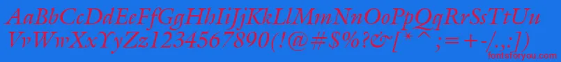 Fonte GalleryItalic – fontes vermelhas em um fundo azul
