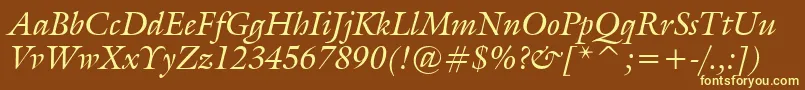 GalleryItalic-Schriftart – Gelbe Schriften auf braunem Hintergrund