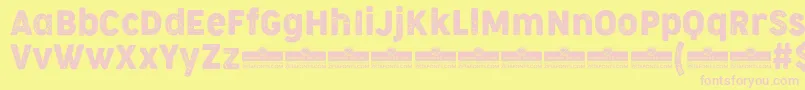 CocogooseNarrowLetterpressTrial Font – Pink Fonts on Yellow Background
