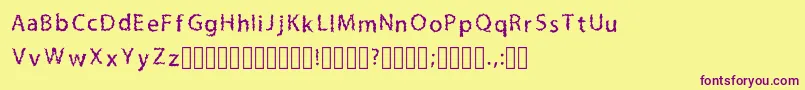 Fonte LilmessyRegular – fontes roxas em um fundo amarelo