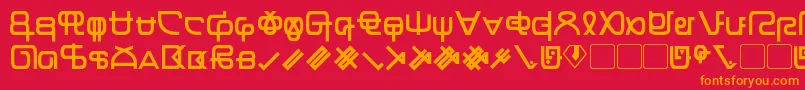 フォントZentran – 赤い背景にオレンジの文字