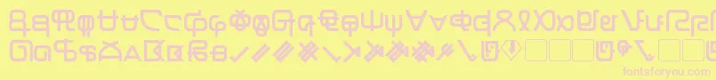 Czcionka Zentran – różowe czcionki na żółtym tle