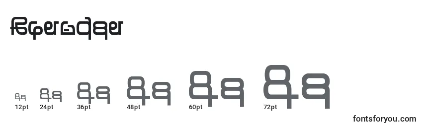 Размеры шрифта Zentran