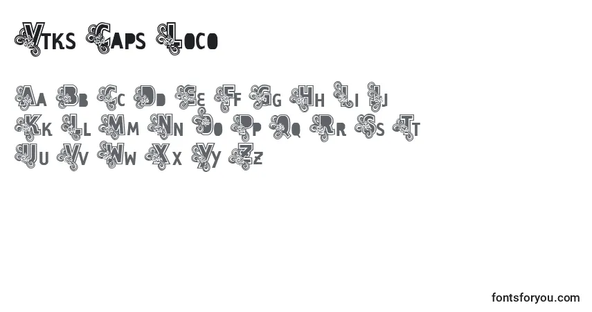Czcionka Vtks Caps Loco – alfabet, cyfry, specjalne znaki